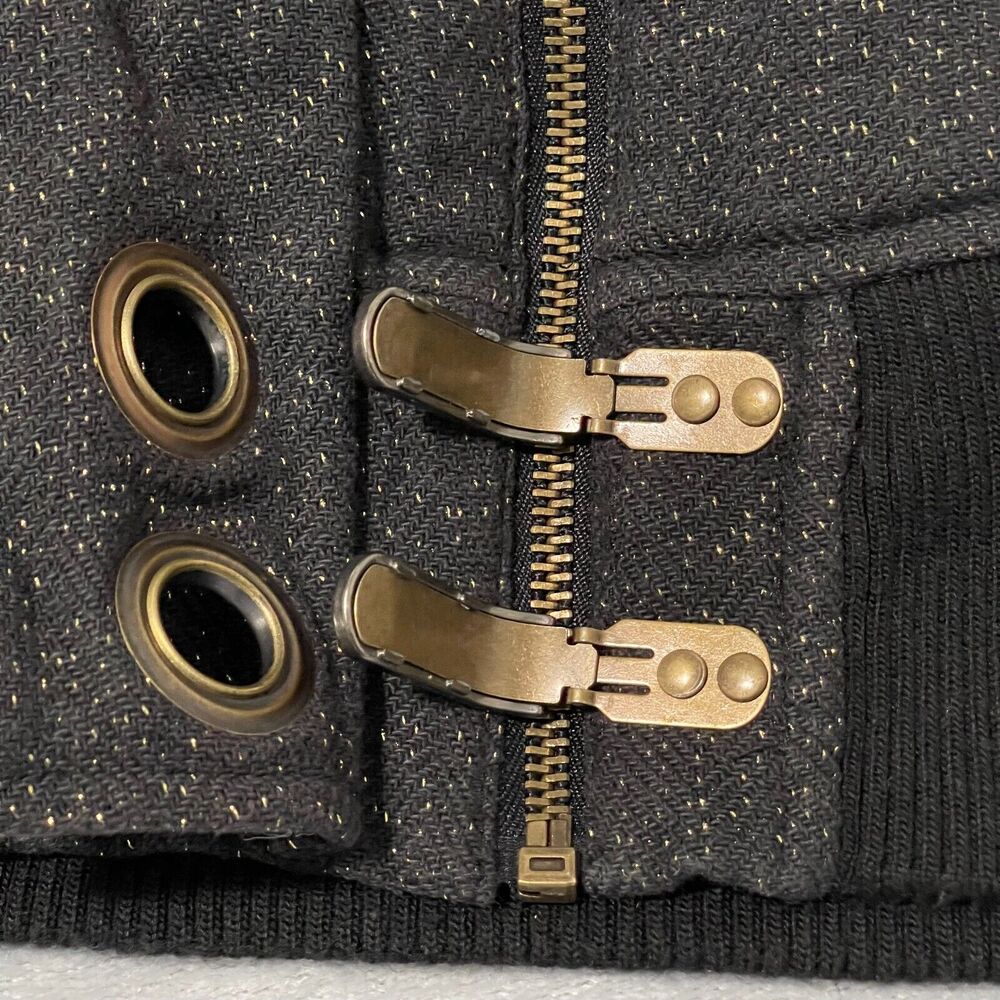 Adidas Respect M.E. Missy Elliott Black Gold Herringbone Toggle Jacket Hooded 38 - Picture 5 of 13